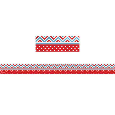 RED & BLUE CHEVRONS & DOTS STRAIGHT