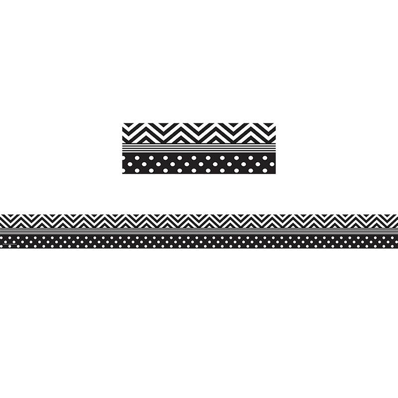 BLACK & WHITE CHEVRON AND DOTS TRIM