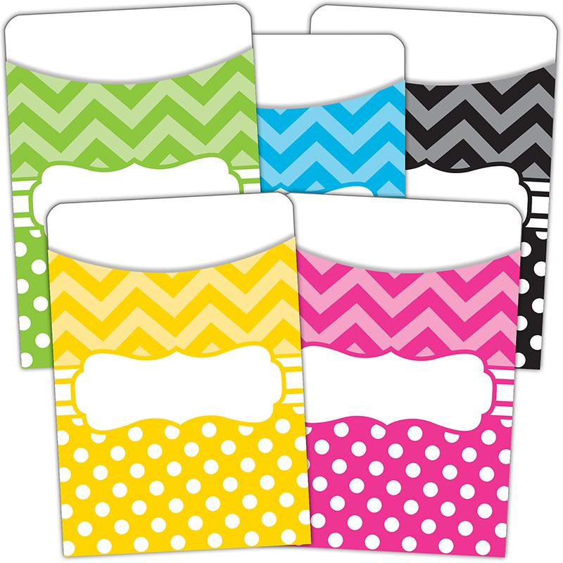 CHEVRONS AND DOTS LIBRARY POCKETS