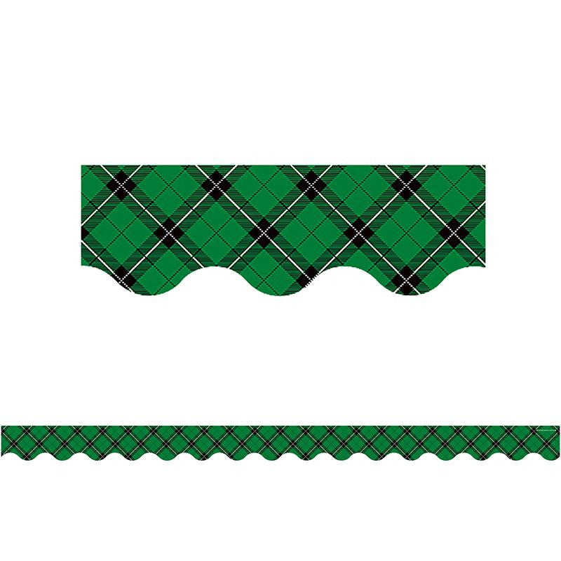 GREEN PLAID SCALLOPED BORDER TRIM