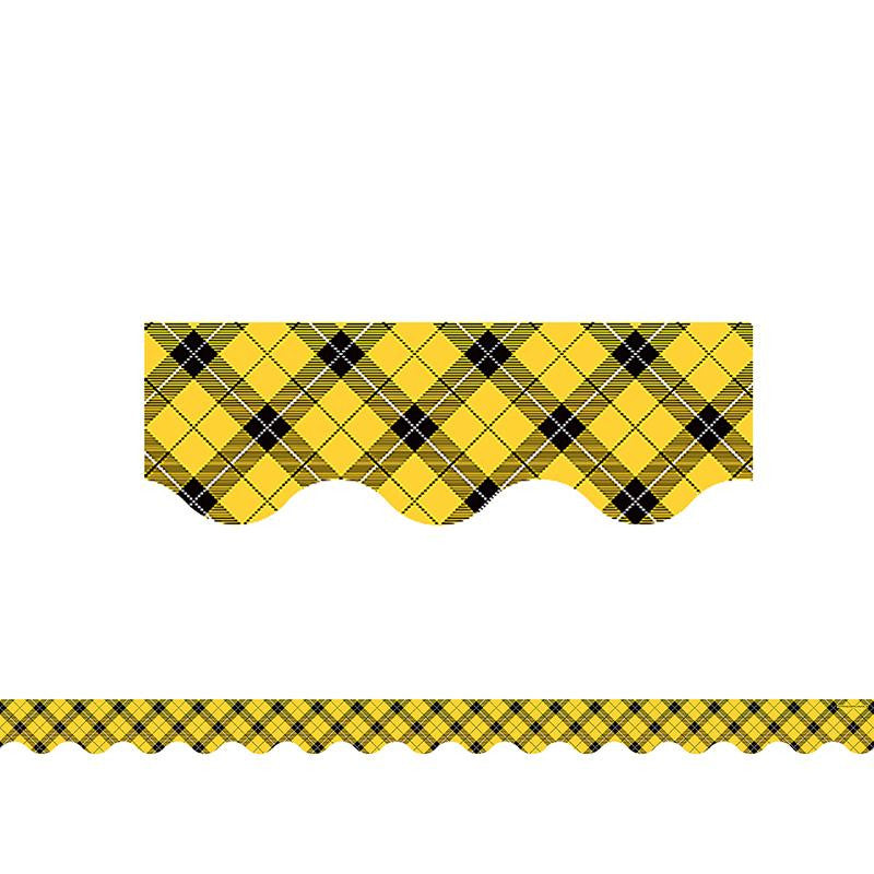 YELLOW PLAID SCALLOPED BORDER TRIM