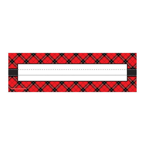 RED PLAID FLAT NAME PLATES