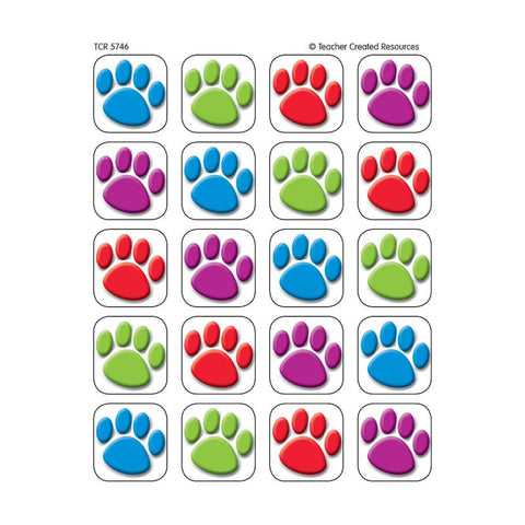 COLORFUL PAW PRINTS 120 STICKERS