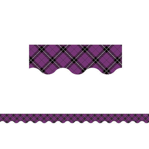 PURPLE PLAID SCALLOPED BORDER TRIM