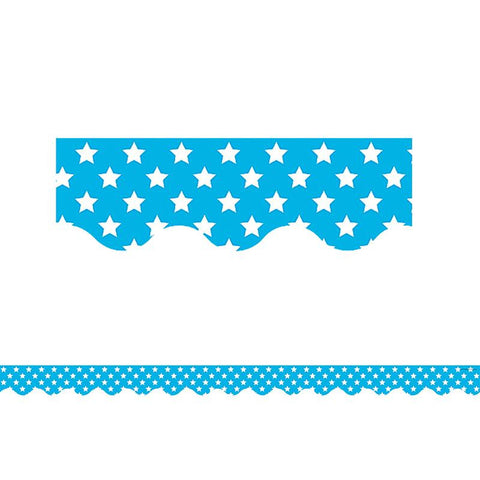 AQUA WITH WHITE STARS SCALLOPED