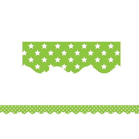 LIME WITH WHITE STARS SCALLOPED