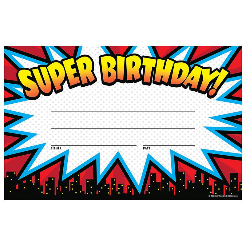 SUPERHERO SUPER BIRTHDAY AWARDS