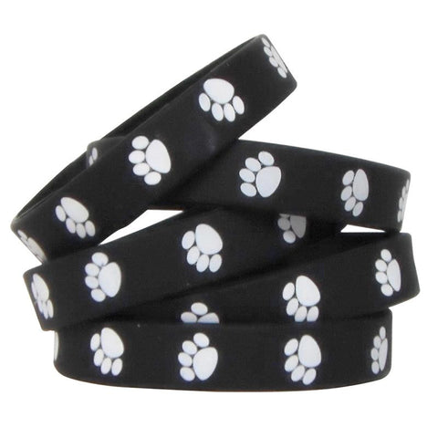 BLACK W WHITE PAW PRINTS WRISTBANDS