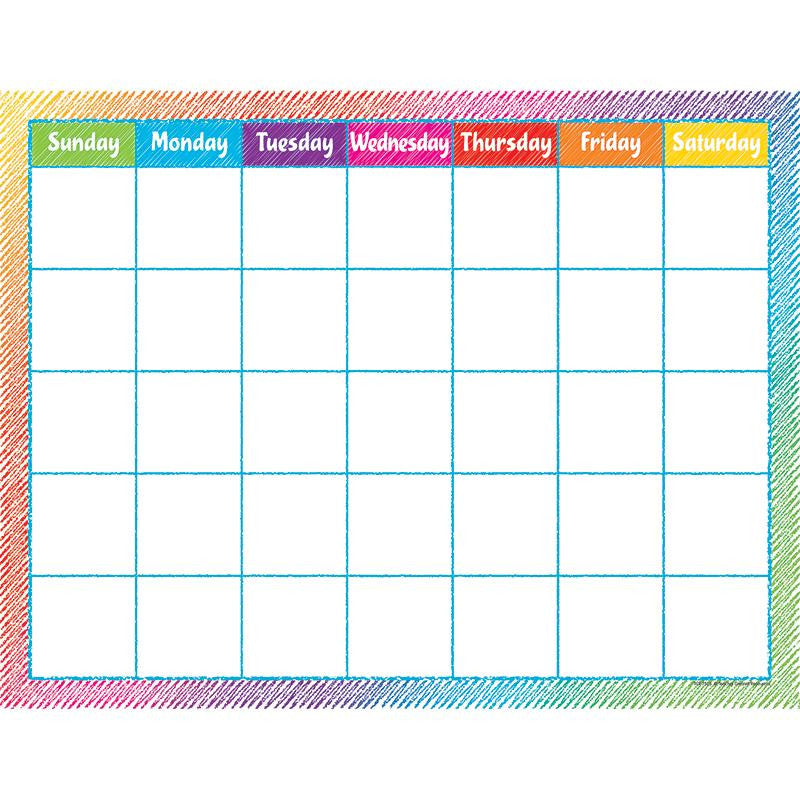 COLORFUL SCRIBBLE CALENDAR CHART