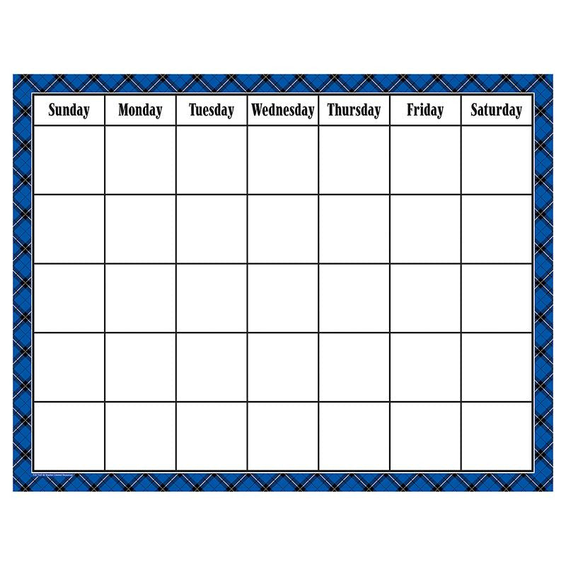 BLUE PLAID CALENDAR CHART