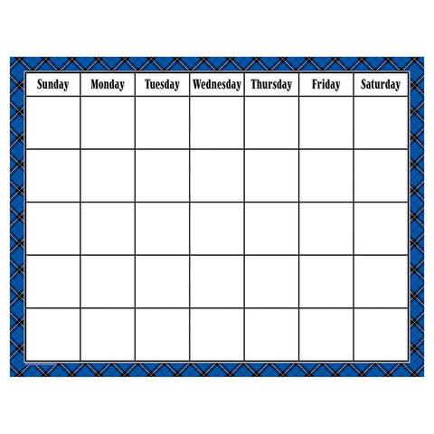 BLUE PLAID CALENDAR CHART