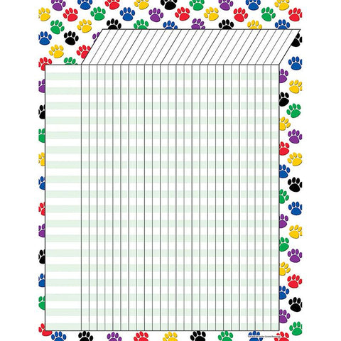 COLORFUL PAW PRINTS INCENTIVE CHART