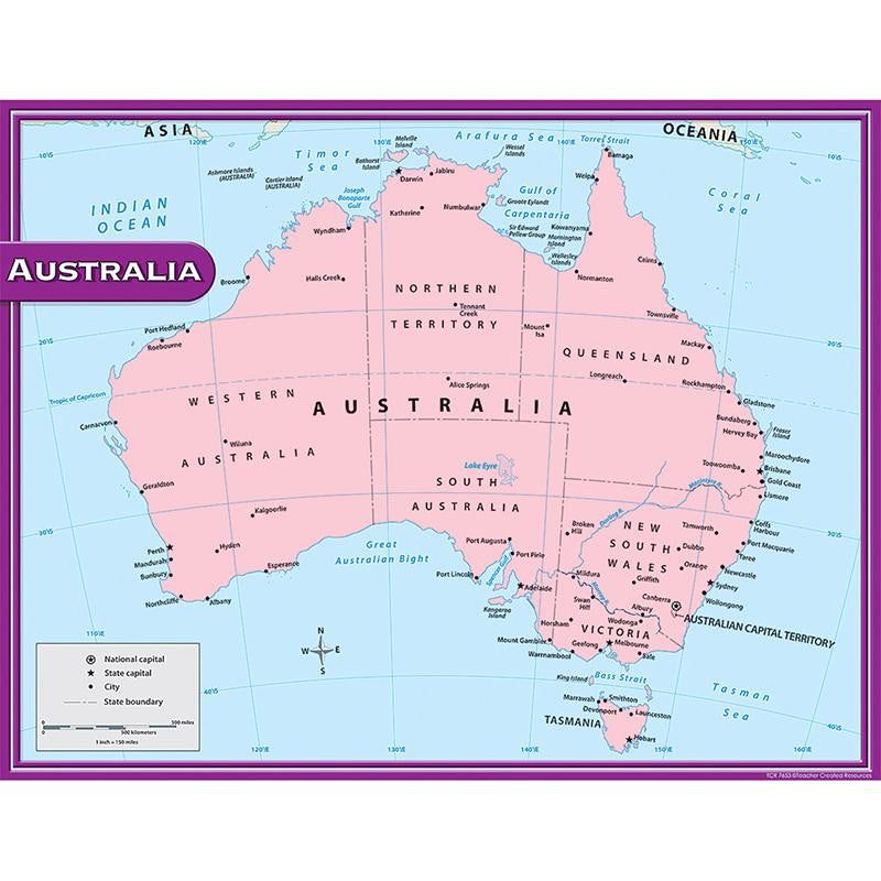 AUSTRALIA MAP CHART 17X22