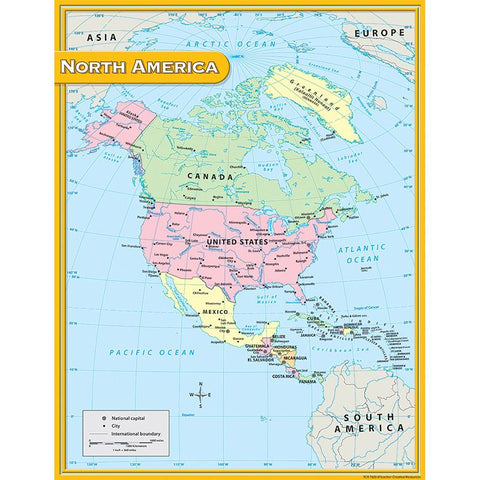 NORTH AMERICA MAP CHART 17X22