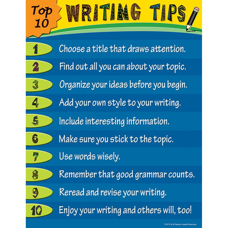 TOP 10 WRITING TIPS CHART