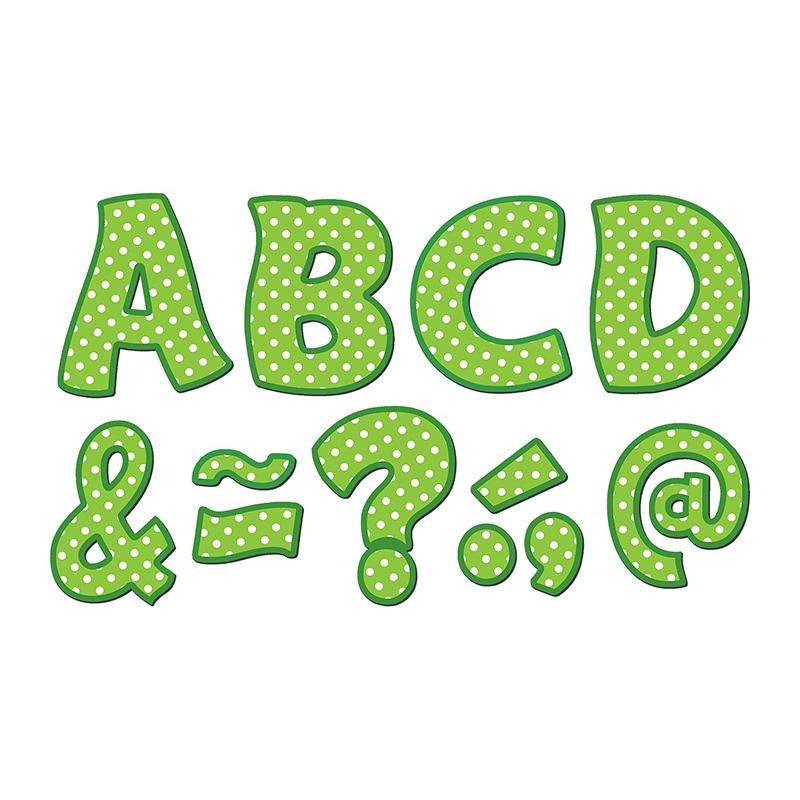 LIME POLKA DOTS FUNTASTIC FONT 3IN