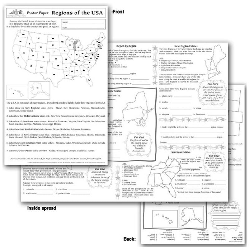 REGIONS OF THE USA POSTER PAPER