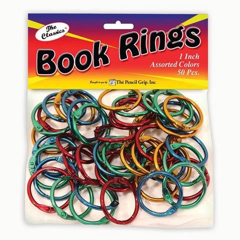 BOOK RINGS ASSORTED COLORS 50PK