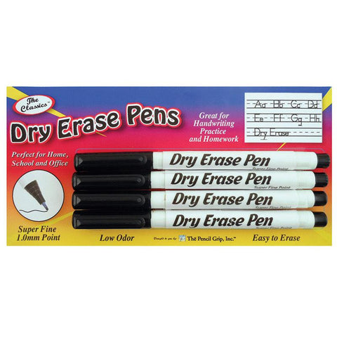 DRY ERASE PENS FINE POINT BLACK 4PK