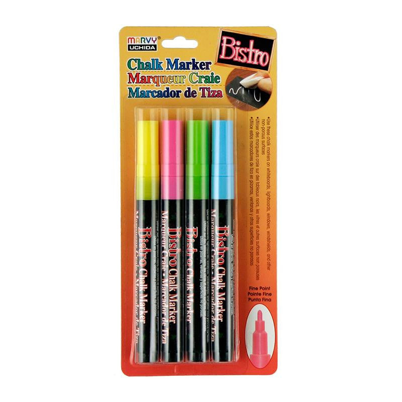 BISTRO CHALK MARKERS FINE TIP 4 CLR