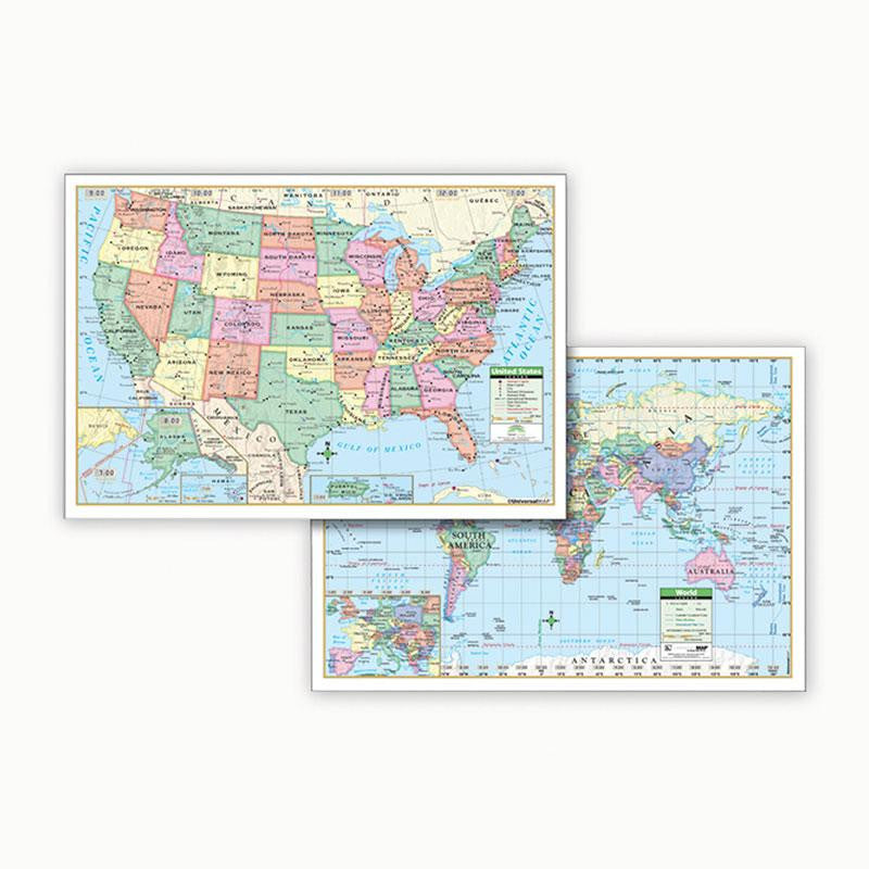 US & WORLD POLITCAL ROLLED MAP SET